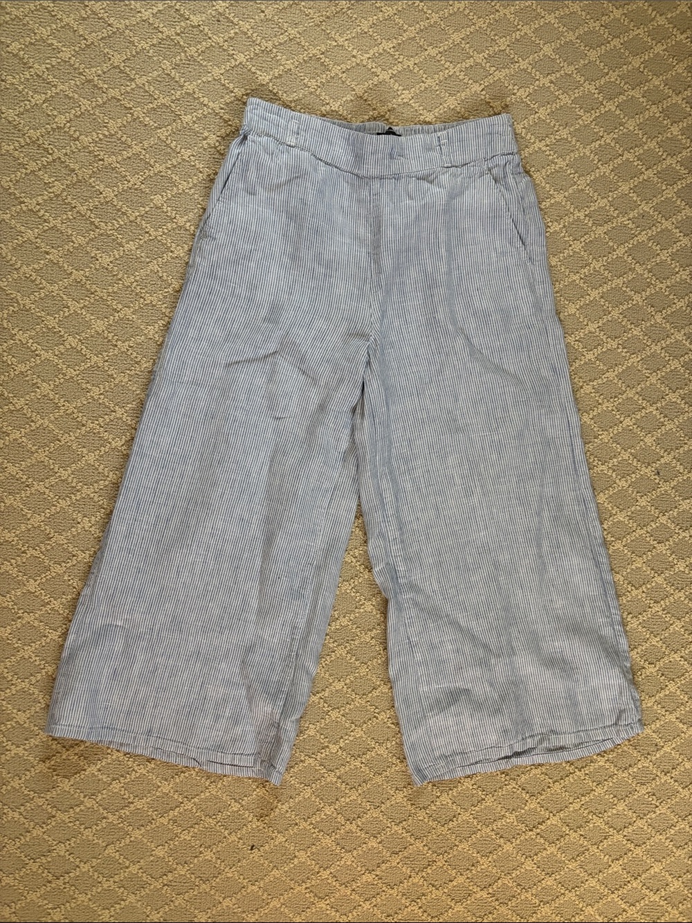 Tahari Light Blue and White Pin Striped 100% Linen Pants